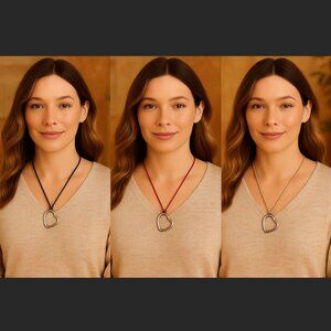 J. Jill Silver Heart Pendant Necklace Interchangeable Cord Rustic COMPASSION NWT